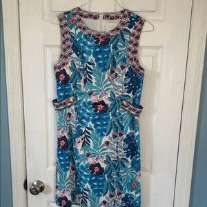 Lilly Pulitzer Tropical Blue and Pink Mini Dress